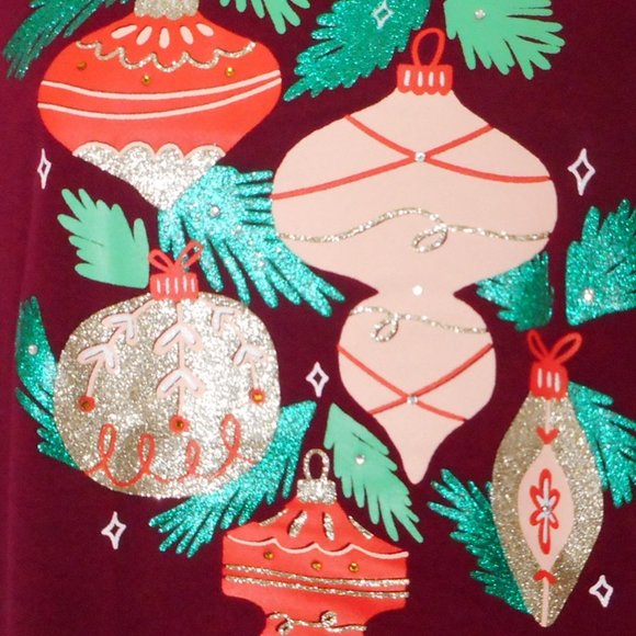 Croft Barrow Top M Red Long Sleeve Christmas Ornaments Rhinestones WC23K028RG - Picture 7 of 9